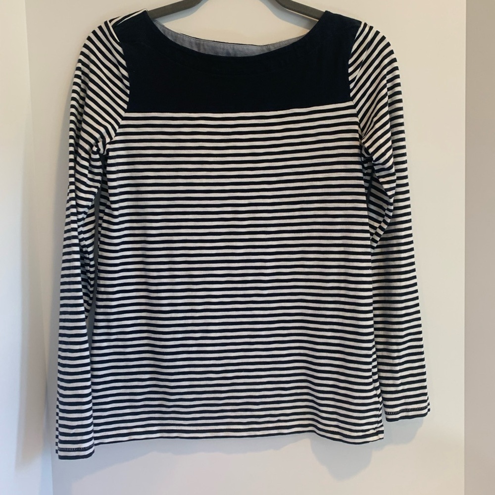 Brooks Brothers Navy Blue and White Long Sleeve T-Shirt Women’s XS Extra Small